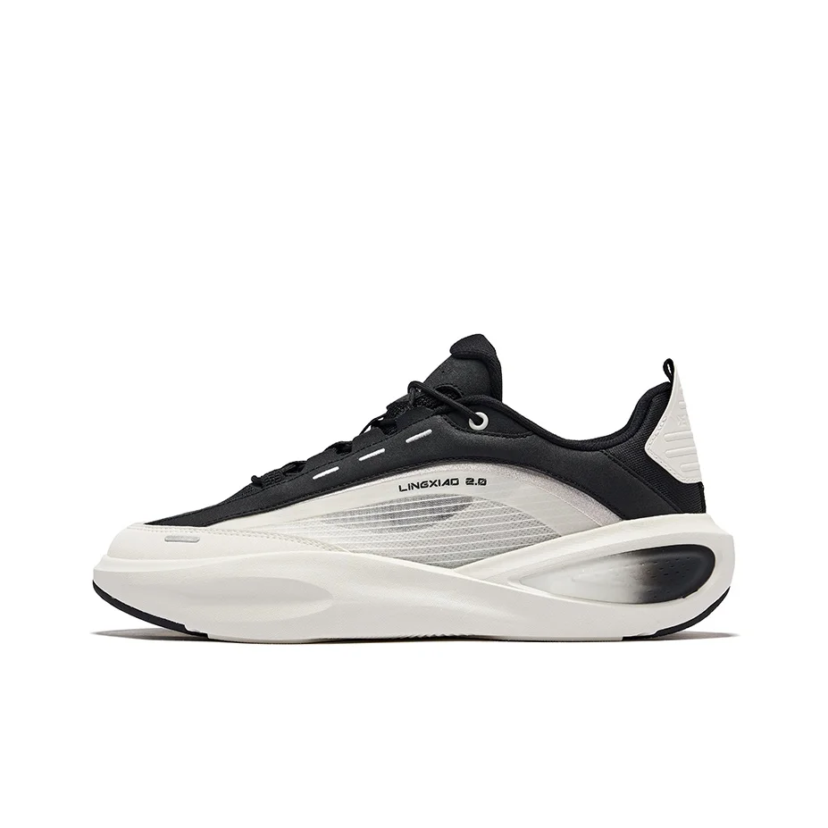 Erke Lying Xiao 2 Casual Shoes Men's Low Top Microcrystal White Jet Black 51125102362-005
