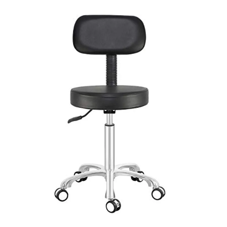 Rolling Stool Drafting Chair for Garage Shop Workbench Kitchen Medical SalonSwivel Adjustable Stool with Wheels and Back Suppor