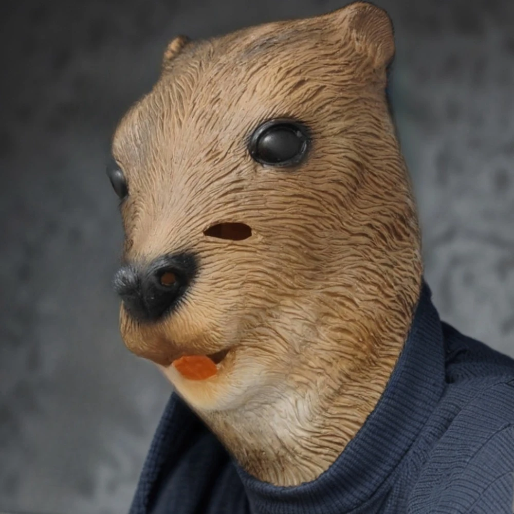 Realistic Wildlife Latex Mask, Animal Squirrel Carnival Party Mask, Beaver Halloween Costume Party