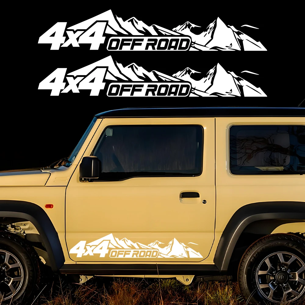 Autocollants 4x4 tout-terrain en 2 pièces pour carrosserie de voiture, autocollants en vinyle imperméables pour la décoration de voiture, autocollants auto-adhésifs
