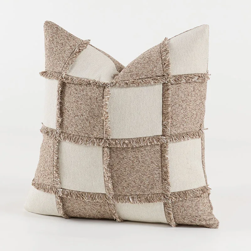 Brown Ivory Check Pillows Bohomia Cushion Case Luxury Modern Decorative Pillow Cover For Sofa Chair Home Decorations