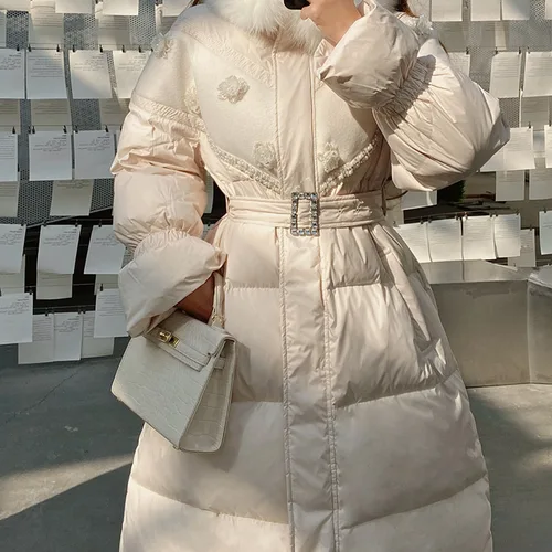 Dabuwawa 여성용 모피 칼라 다운 재킷, 허리 조절 가능, 퍼퍼 다운 코트, 방풍 Y2K 의류, DM1DDW016  Best5