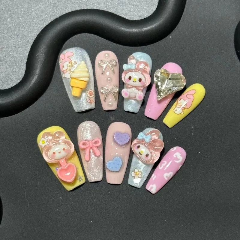 

Sweet Sanrio PomPomPurin Pochacco Anime Kawaii Nail Sticker Cute Cartoon My Melody Handmade Nail Art Patches Gifts for Girls