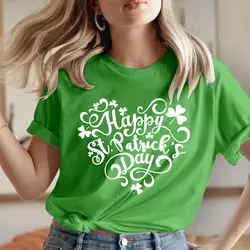 2024 Happy St Patricks Day Shirt Saint Patrick's Day Love Heart T-Shirt Summer Tops