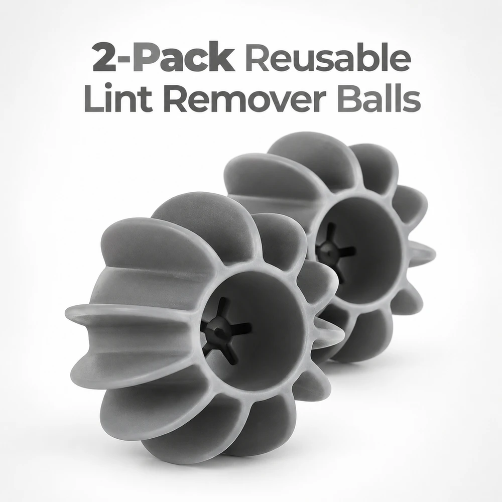 Set of 2 Large Grey Laundry Balls Reusable Pet Hair Removal Anti Tangle Fabric Care Manual Wash Tool