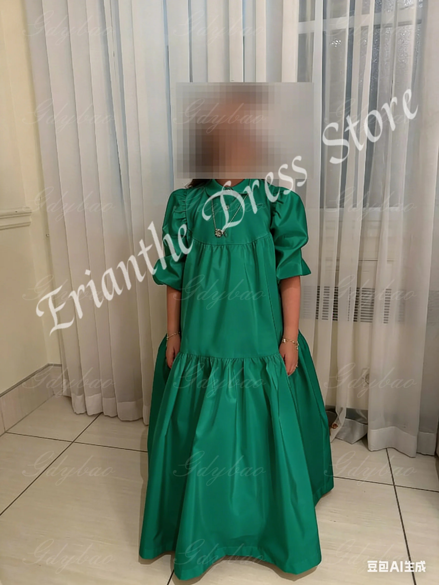 Robe à fleurs bouffante bleu Royal pour filles, pour mariage, demi-manches, taille haute, robe de bal pour fête d'anniversaire de première Communion, personnalisée