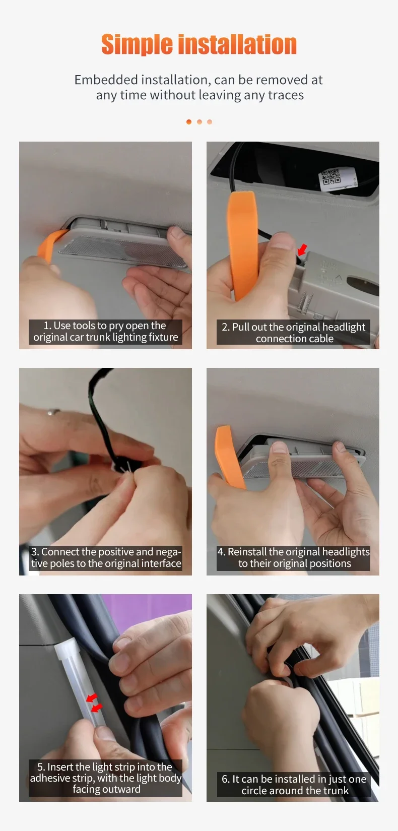 4M/2M Dynamischer Fließender Kofferraum-Lichtstreifen mit Automatischer Ein-/Aus-Funktion, Scanning-Lampe, Flexibler Wasserdichter Lichtstreifen für Verdeckte Installation – Detail 14