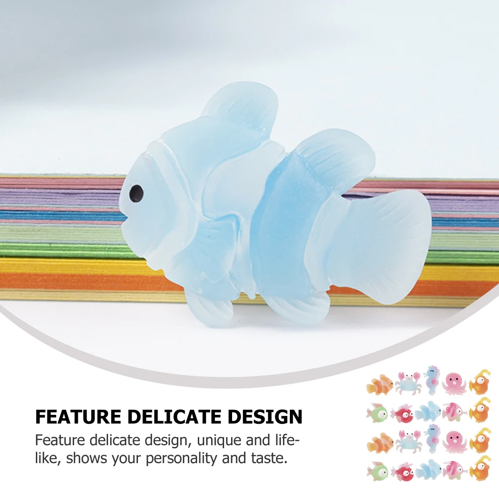 

60pcs Ocean Animals Resin Charms Small Fish Crab Accessories Lightweight Durable Decorative Phone Case Kids Teaching Supplies
