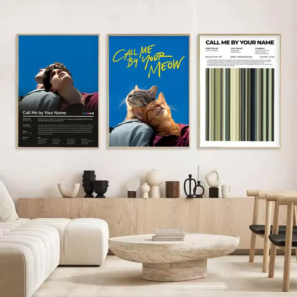 Movie Call Me by Your Name Painting Calligraphy Stylish Canvas Poster Wall Art for Living Room Bedroom Cafe Office Decor Gift