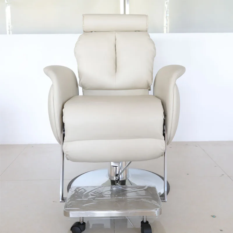 Electric Reclining Barber Chair for Hair Salons, 360° Swivel & Height Adjustment, Heavy-Duty Hydraulic Base, PU Leather