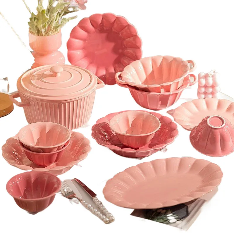 

Dish set, household ceramic dishes and cutlery