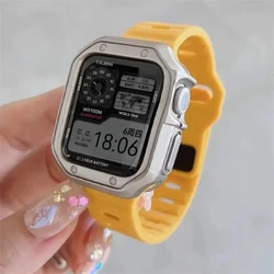 Silicone Strap+TPU Case for Apple Watch Band Ultra 2 49mm Sport Band for iwatch series 9 8 7 6 SE 5 4 45mm 44 40mm 41mm 42 38mm