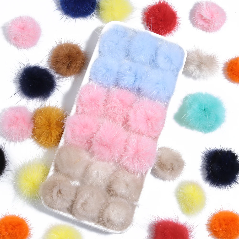 10 teile/los Nachahmung Nerz Fell Ball Anhänger bunte Pom Pom Pelz Bälle Nerz Pompons Bälle für DIY Kleidung Ohrringe Dekoration