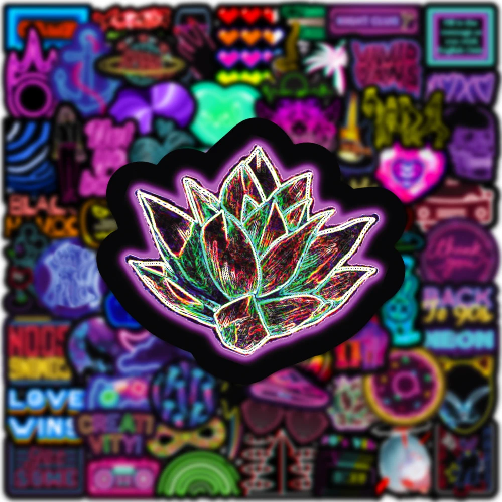 10/30/50pcs Cartoon Neon Light Stickers Cool Graffiti Skateboard Laptop Phone Fridge Bike Waterproof Kids Toy Decal Kids Sticker