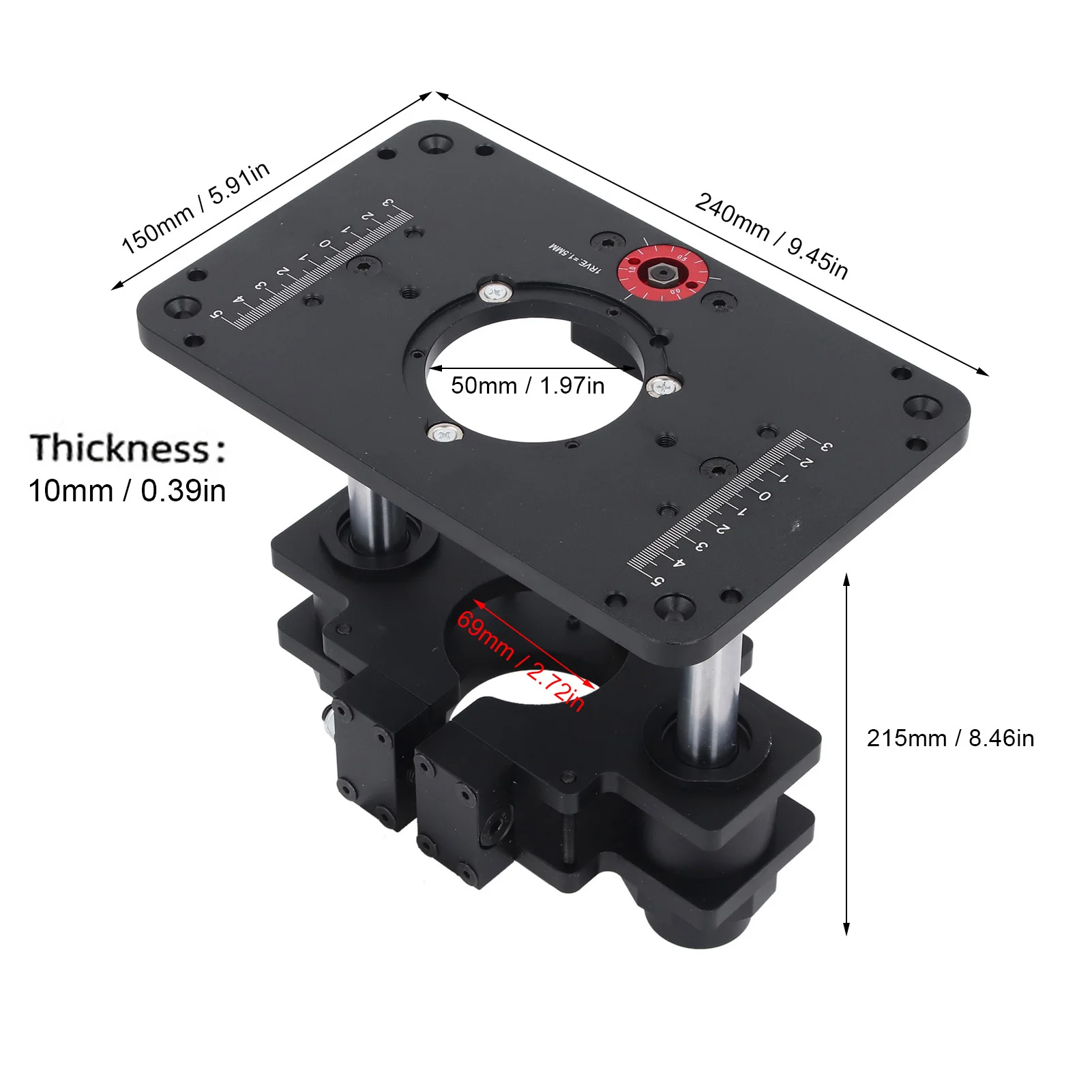 Router Inverted Lift Table Router Lift System for 69mm Diameter Trimmer 25 to 50mm Thickness Benchtop Router Accessories