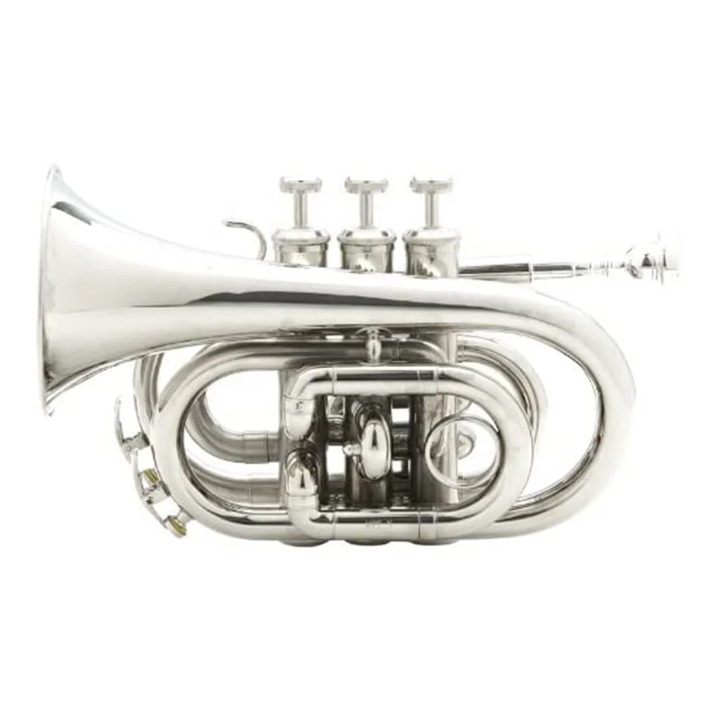 SEASOUND OEM Mini Pocket Trumpet BB Tone Brass Instrument Trompette JYPT406N With Nickel Finish