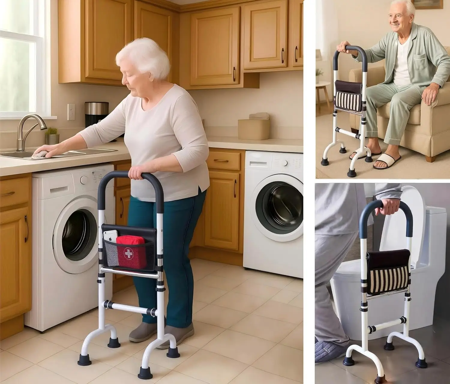 

Adjustable Stand Assist Rail for Elderly Mobility Aid, Supports 350lbs, Height 30-36 inches