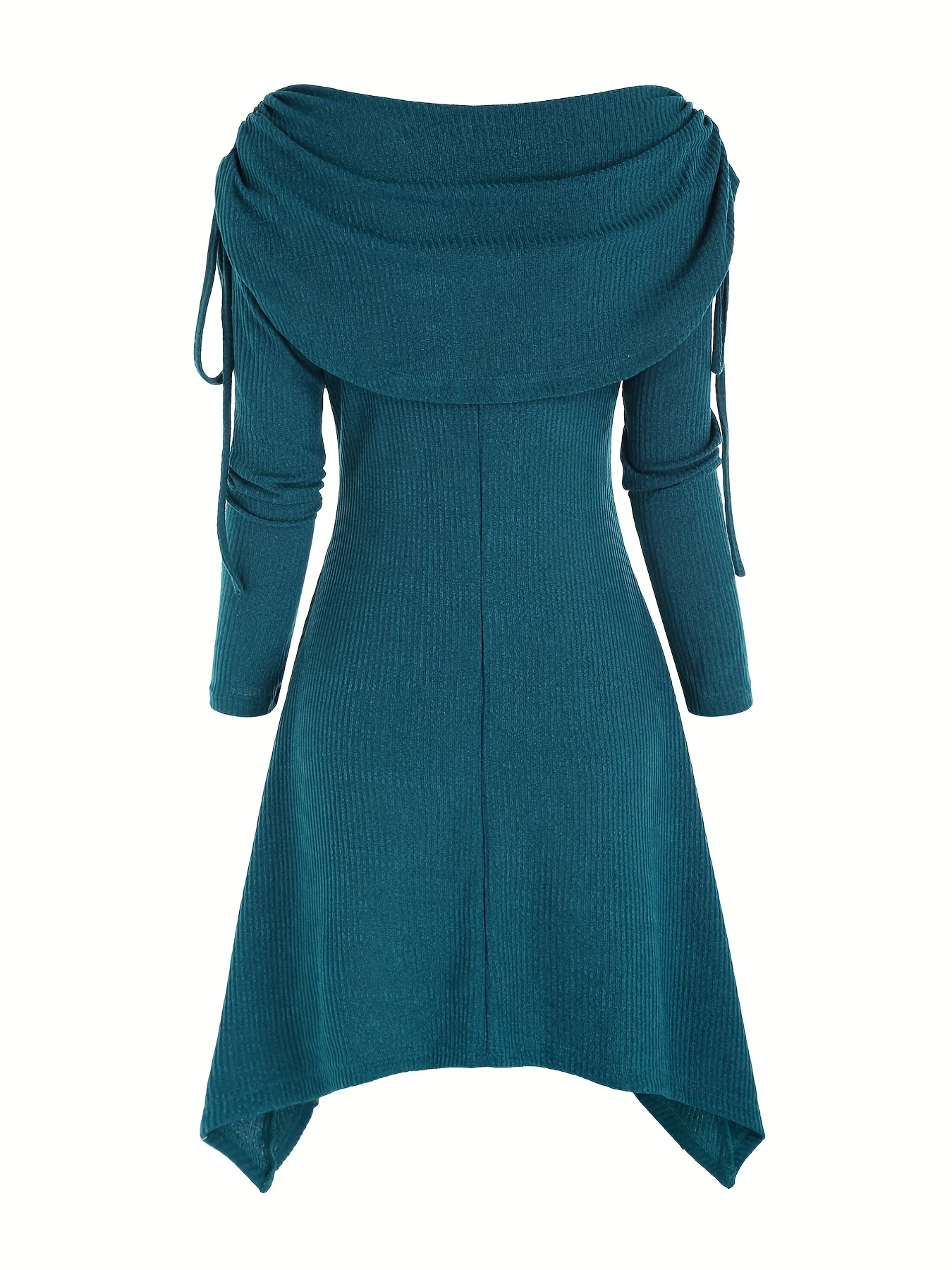 European and American Fashion Casual Women\'s Solid Color Ruffled Lapel Button Decoration Irregular Knitting Plus Size Dress Wome
