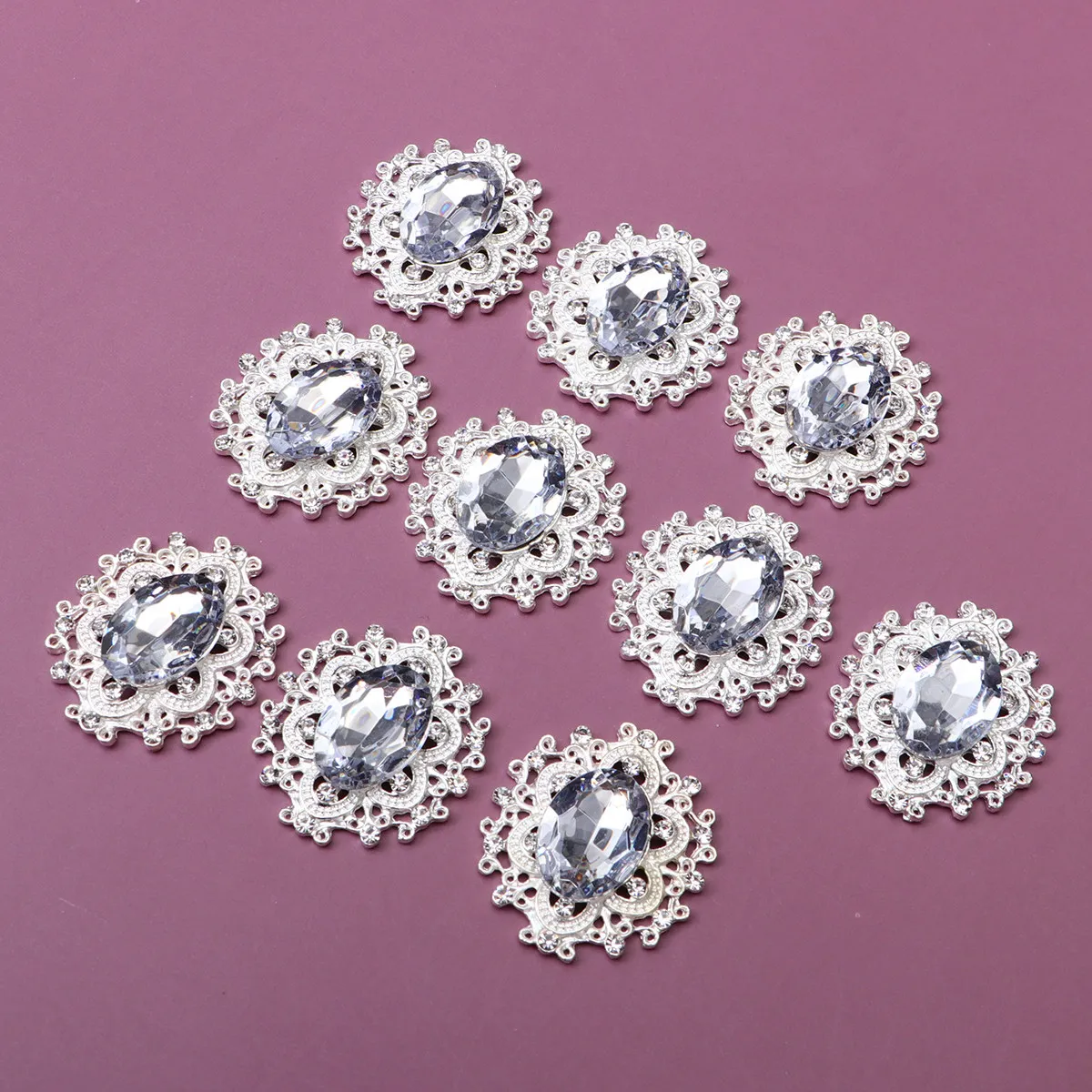 

10Pcs Alloy Rhinestone Embellishments Jewelry Accessories for Women DIY Earrings Brooches Necklaces Decor Craft Supplies