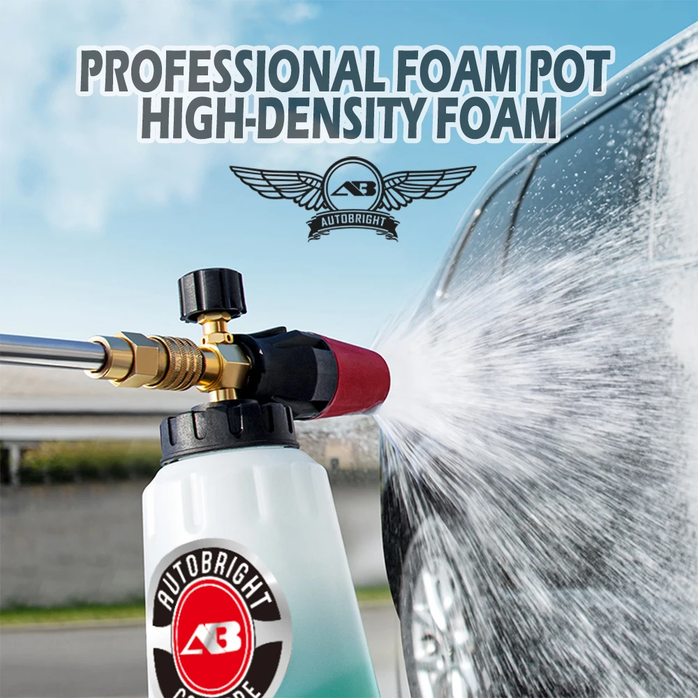 AUTOBRIGHT Adjustable Aluminum Snow Foam Cannon - High Pressure Car Wash Foam Lance with Nozzle for Vehicle Cleaning tools