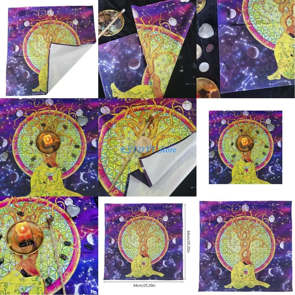 

G6DE Square Pendulum Divination Altar Tablecloth Board Game Tarot Pad Table Cloth Astrology Oracles Board Game Mat