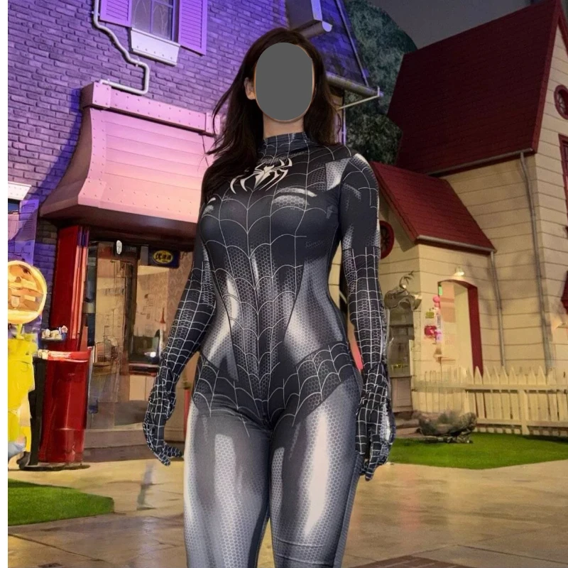 New Black Cat Superhero Zentai Bodysuit 3d Printing Jumpsuit Hot Cosplay Costume For Spider Fans Halloween Party Xmas Gift - view 5
