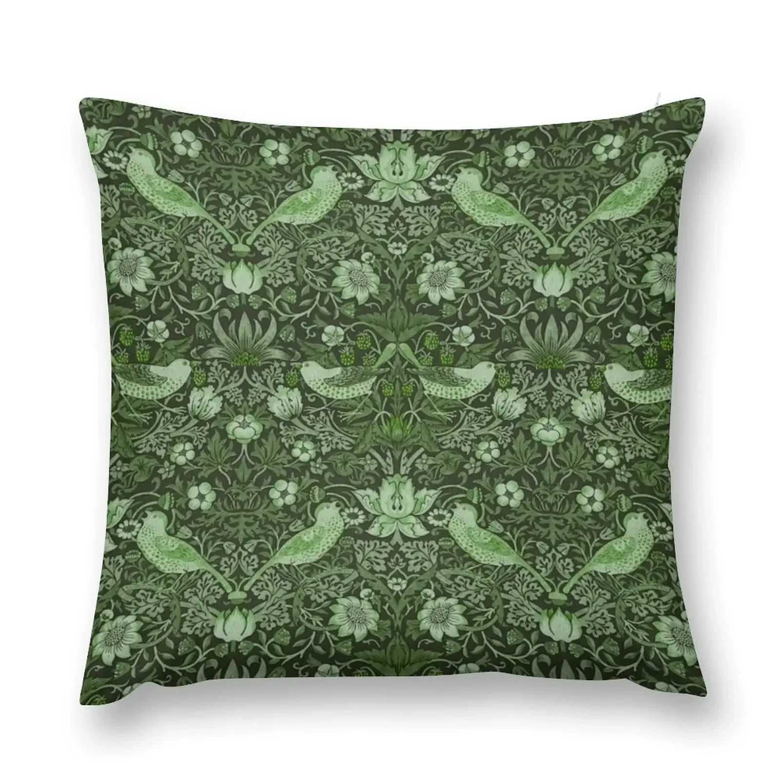 William Morris - strawberry thief, green Throw Pillow Decorative pillowcase Custom Cushion Photo Throw Pillow pillow