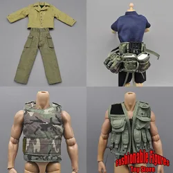 1/6 Men Soldier Jacket Army Military Cargo Pants Camo Tactical Vest Belt Bag Accessory For Diy 12 Inches Action Figure Model
