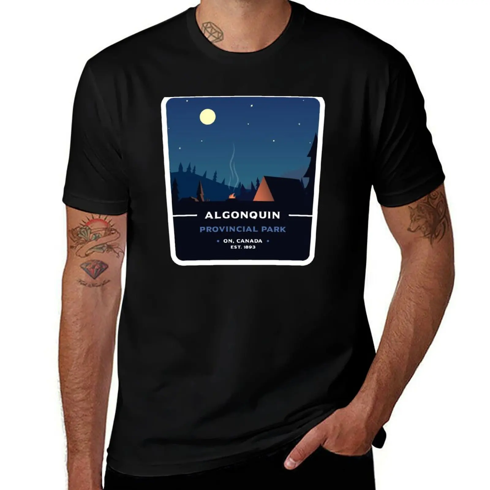 Algonquin Provincial Park Badge T-Shirt Active Wear Sports T-Shirt for Men