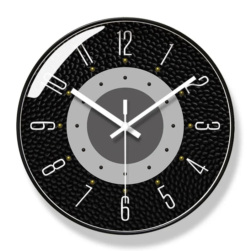 2026 New 10/12/14-inch Cowhide Texture Printed Wall Clock Living Room Home Decoration Bedroom Silent Fashion Simple Quartz Clock