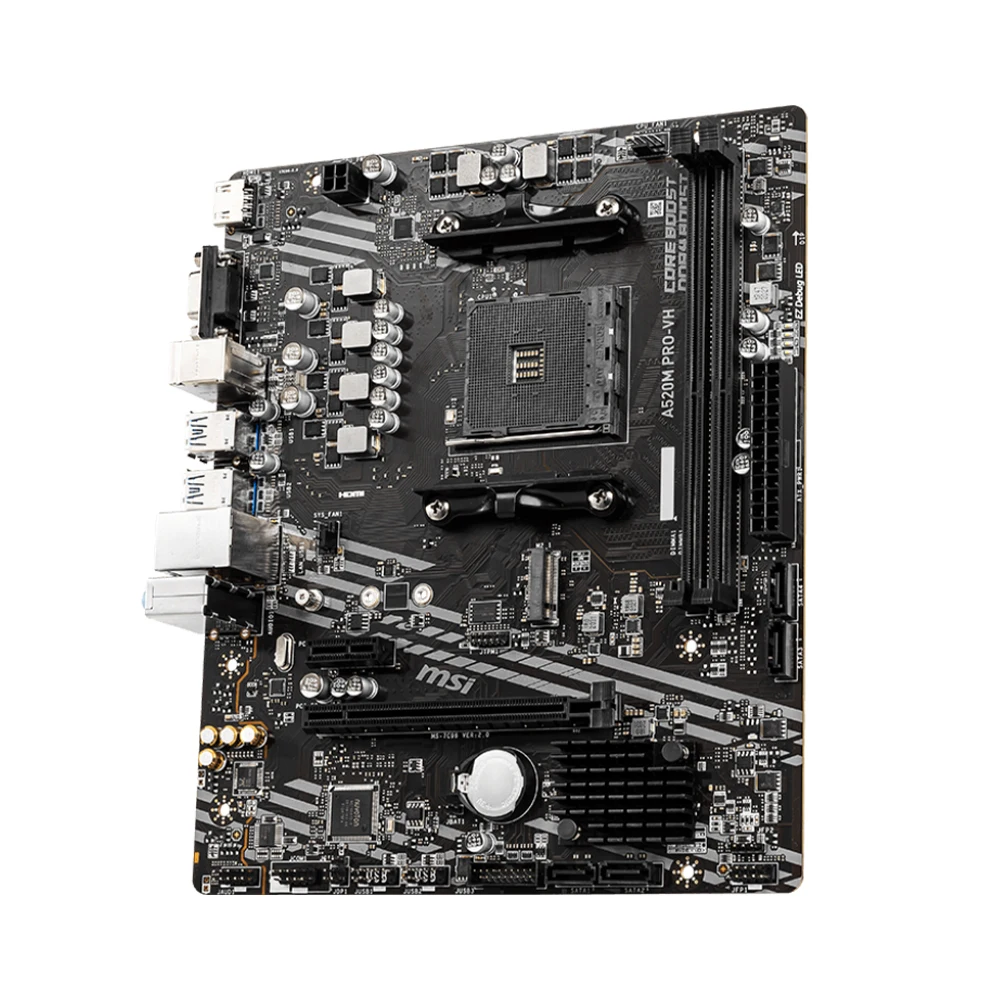 MSI A520M PRO-VH Motherboard Supports AMD Ryzen 9 5950X 5900X Ryzen 7 5750GE CPU AMD A520 Chipset 2x DDR4 memory 64GB Micro-ATX