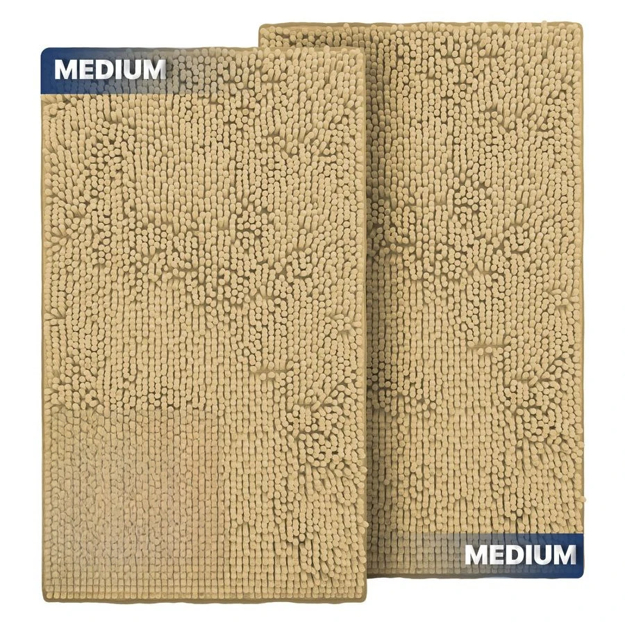 

2Piece Beige Medium 30X19 ASSEENONTV Highly Absorbent Microfiber Door Mat, Bath Mat and Pet Rug, Non slip Thick Washable, Soft C