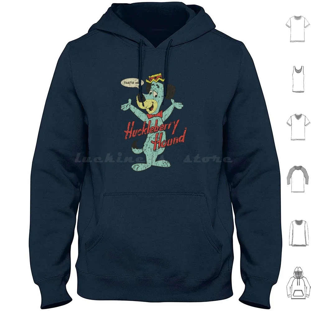 

Толстовки с капюшоном Huckleberry Hound с длинным рукавом Huckleberry Hound 1950-х годов 1958 года, ТВ-мультфильм, субботнее утро, Южная Северная Каролина