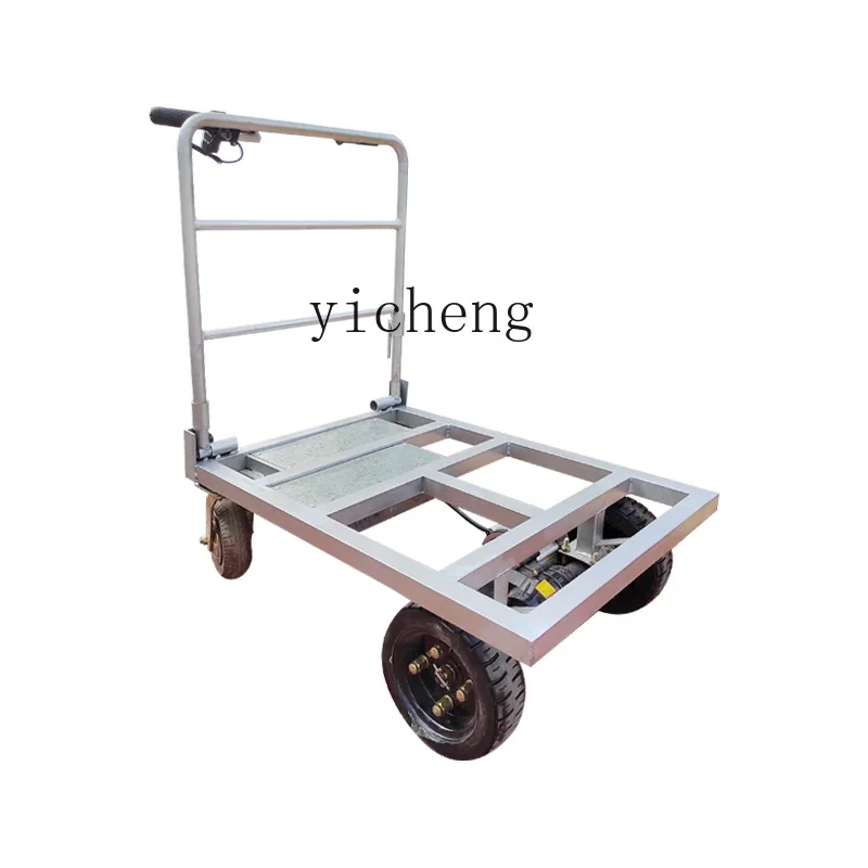 

XL electric hand push truck, small power four-wheeled flat truck, pulling tile feeding trolley