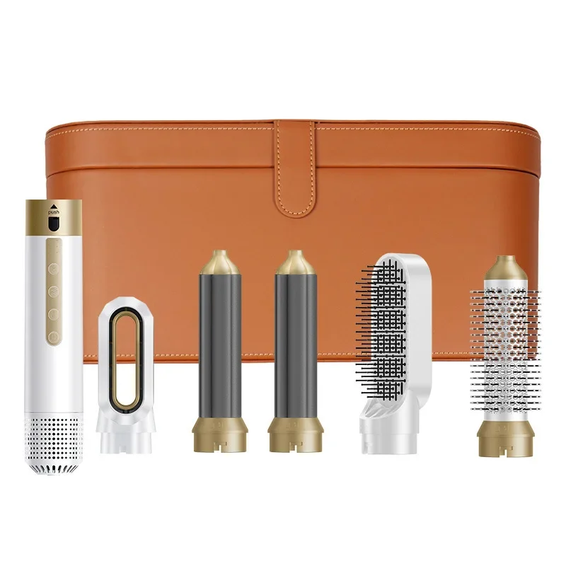 Bestseller Six-in-one Curling Iron Roll Straight Dual-purpose Hair Dryer Comb Hot Air Comb Automatic Roll Smooth Titanium