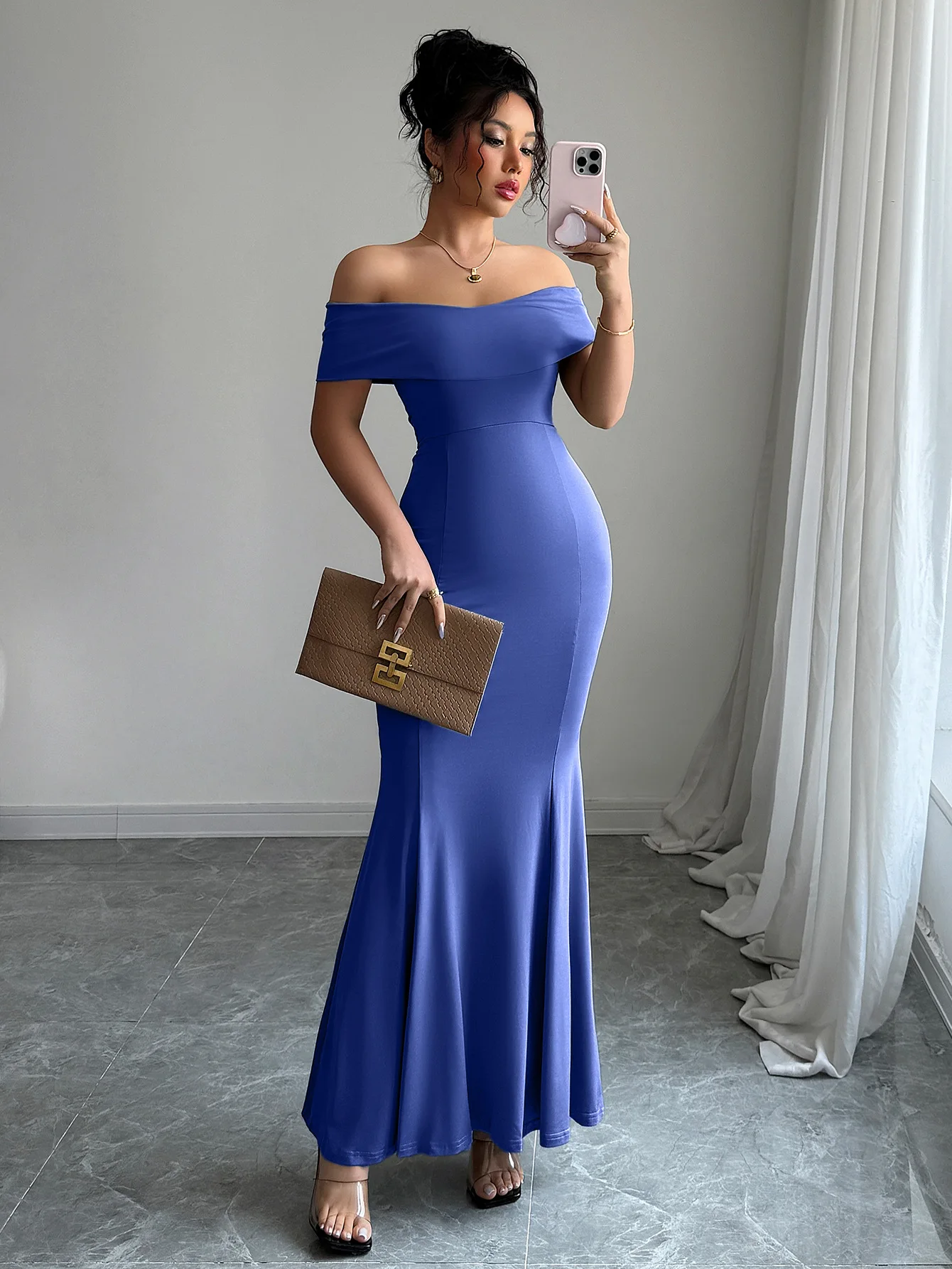 

Women's Dress Best Seller Blue Reversible Off Shoulder Mermaid Maxi Dress Bodycon Evening Party Wedding Guest Banquet Dress