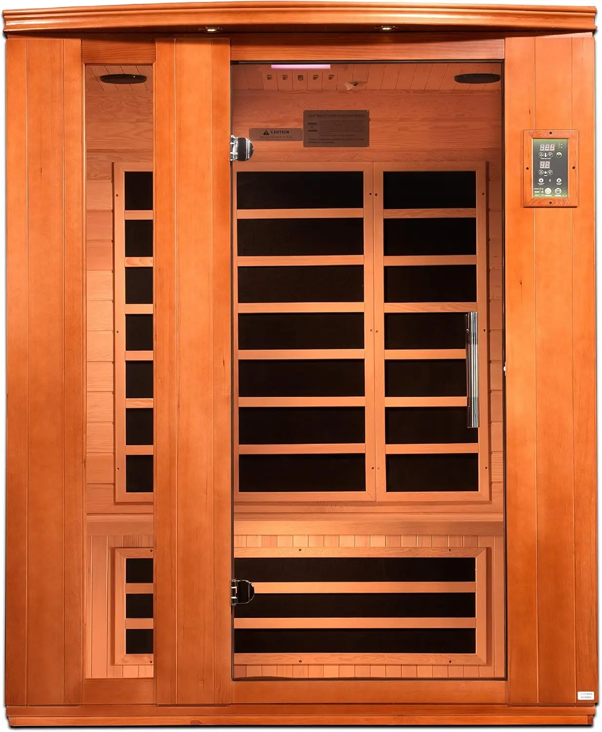 Indoor Sauna Room with Tempered Glass, Dynamic Lugano 3-Person Low EMF (Under 8MG) FAR Infrared Sauna (Canadian Hemlock)