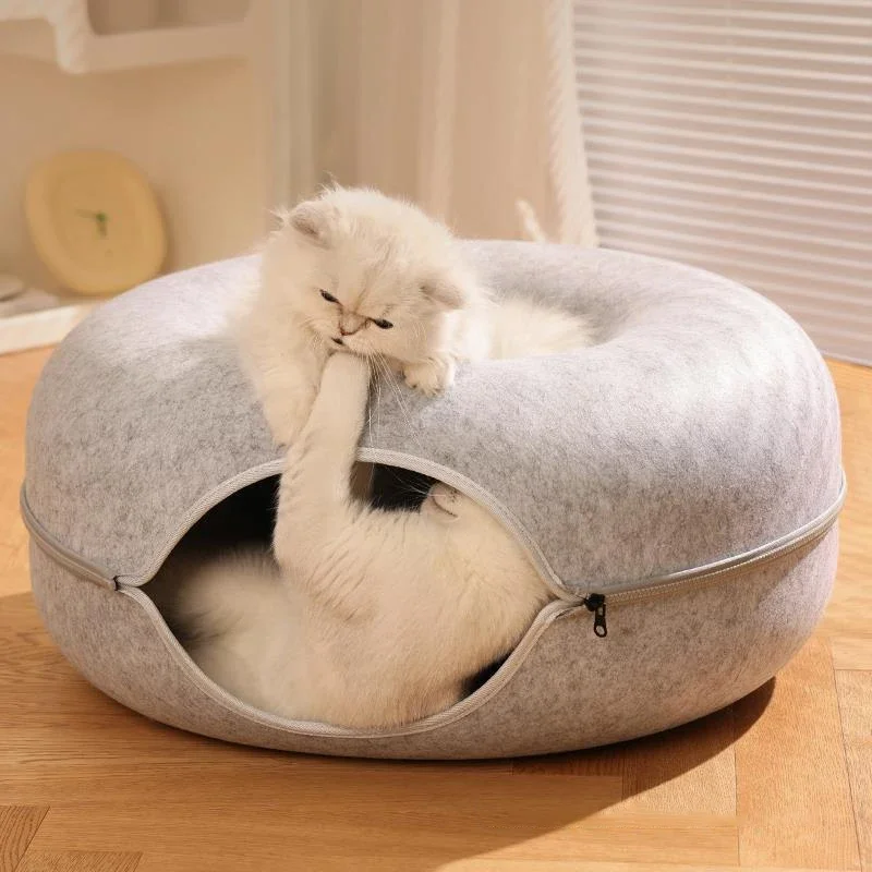 

Double-use Tunnel Interactive Game Toy for Pet Cat, Donut Cat Bed, Indoor Kitten Sports Equipment, Training House