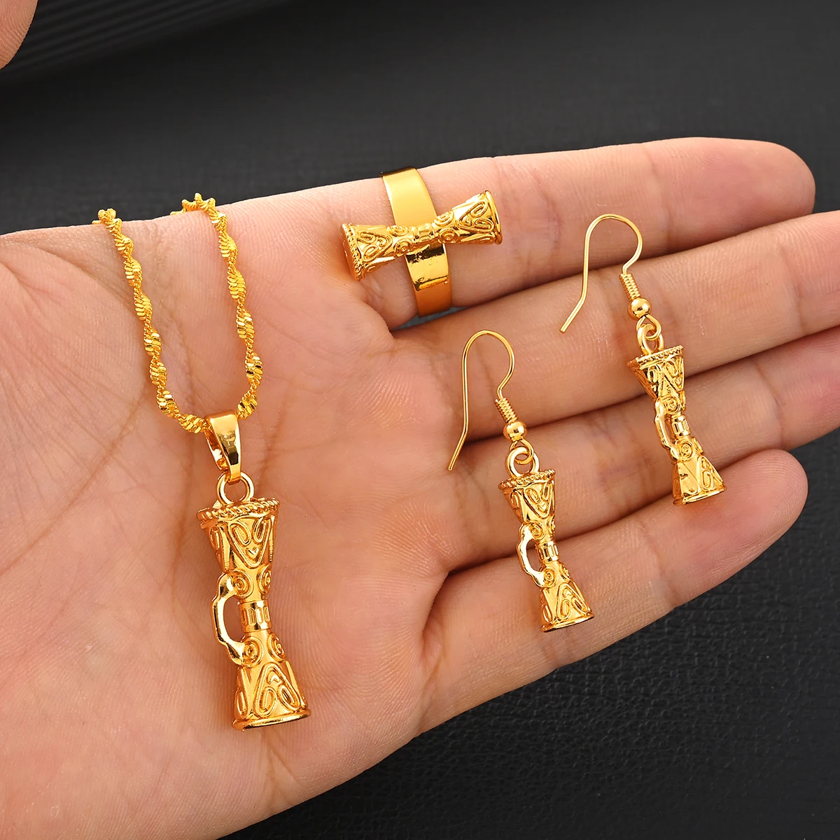 Papua New Guinea Pendant Necklaces Earrings Ring for Women Traditional PNG Jewelry set