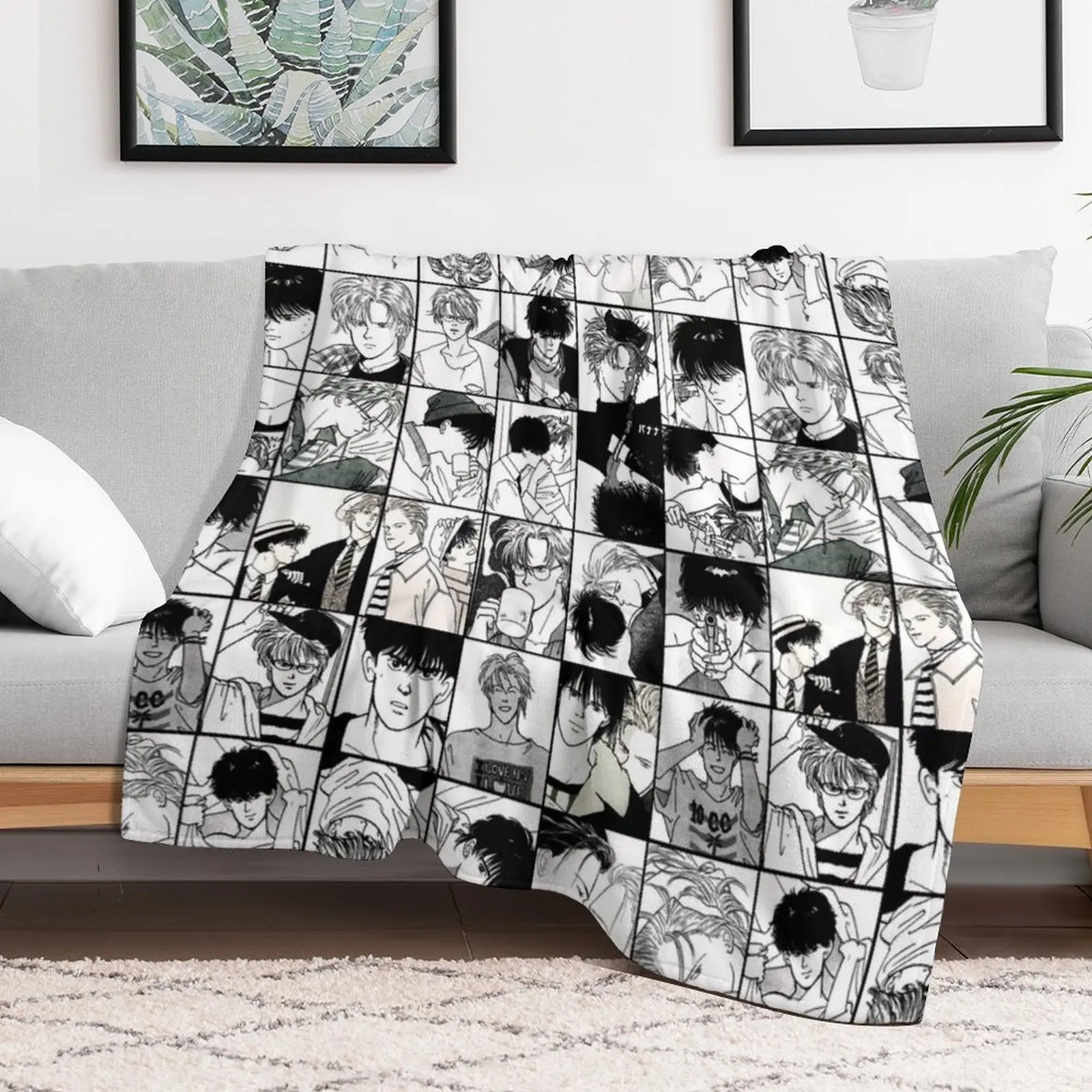 New Ash and Eiji- collage black and white version Throw Blanket warm winter Kid'S Blankets