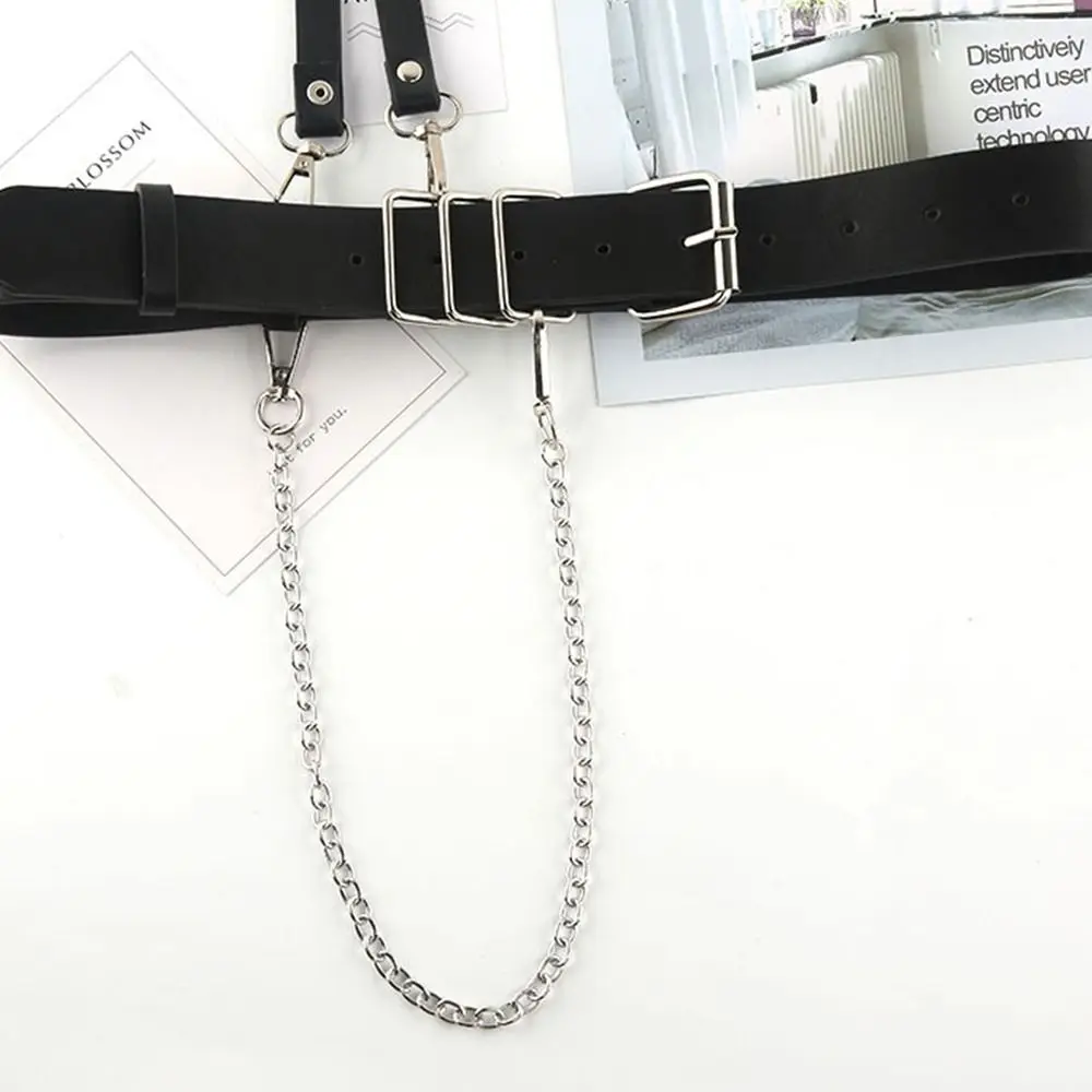 Fashion Luxury Female Belt Black Leather Harness Chain Belt Goth Corset Waist Belt Harness Women's Accessories Gothic Clothing