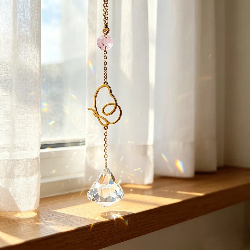 Crystal Sun Catcher Window Hanging Garden Decor, Sunlight Catcher Hollow Ornament for Outdoor Patio, Light Catch Decoration