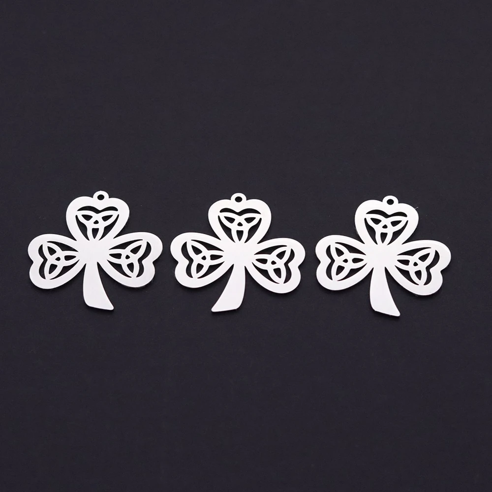 3pcs Stainless Steel Celtic Knot Shamrock Charms Pendant for Bracelets Jewelry Making Keychain Irish Lucky Necklace Accessories