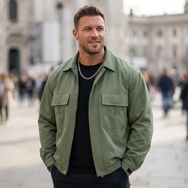 

Мужская модная куртка с воротником-стойкой для активного отдыха, ветрозащитная, для кемпинга, весна-осень, однотонная, легкая ветровка в американском стиле