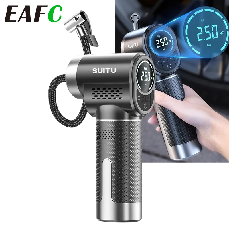 

EAFC Мини-автомобильный воздушный компрессор 12 В 150PSI Портативный автомобильный насос для накачивания шин Умный цифровой надувной насос для автомобиля, велосипеда, лодки, воздушный насос