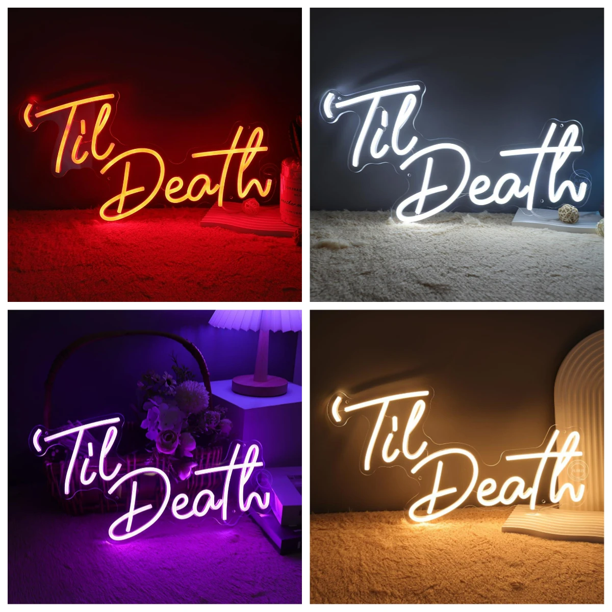 

Til Death Neon Sign Dimmable LED Wall Decor Light Up Sign for Gothic Wedding Engagement Bridal Shower Party Bedroom Art Decor