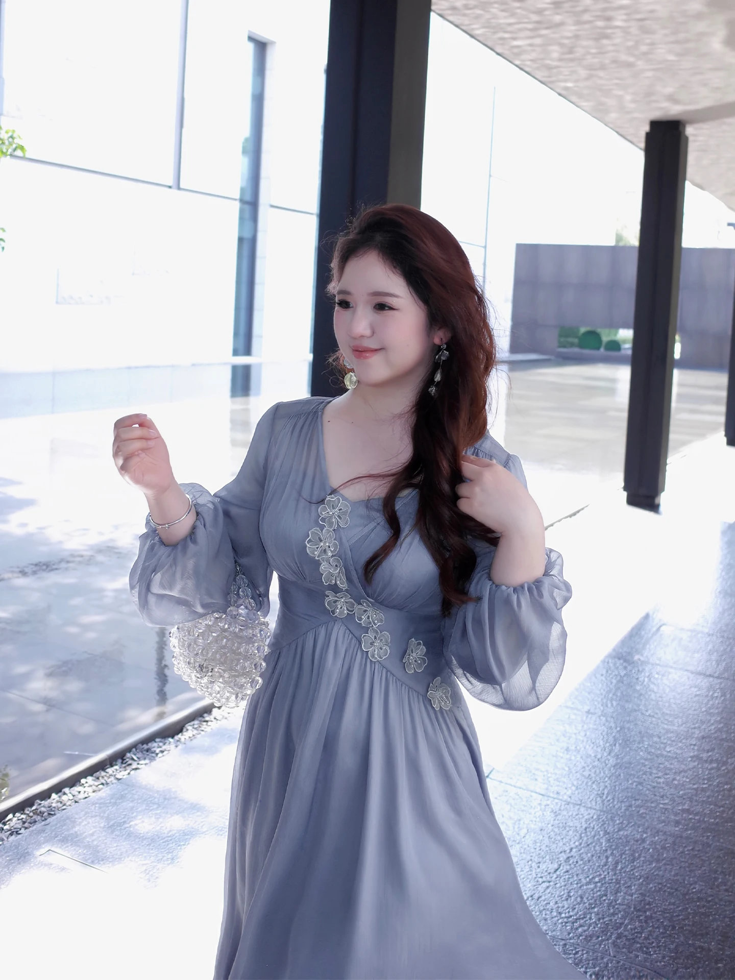 

Женское платье больших размеров с эффектом похудения, длинными рукавами, V-образным вырезом, А-силуэтом, миди-юбкой, в французском стиле, повседневное, весна-лето