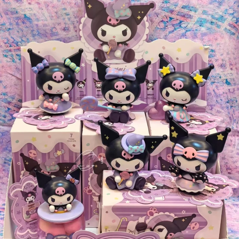 Miniso genuíno kuromi truque ou deleite série caixa cega ornamento de mesa boneca brinquedo saco sorte presente natal anime mercadoria