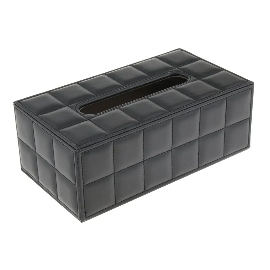 Artificial Leather Tissue Box Cover Modern Napkin Organizer Tidy Storage Tray for Household Office or Car Use