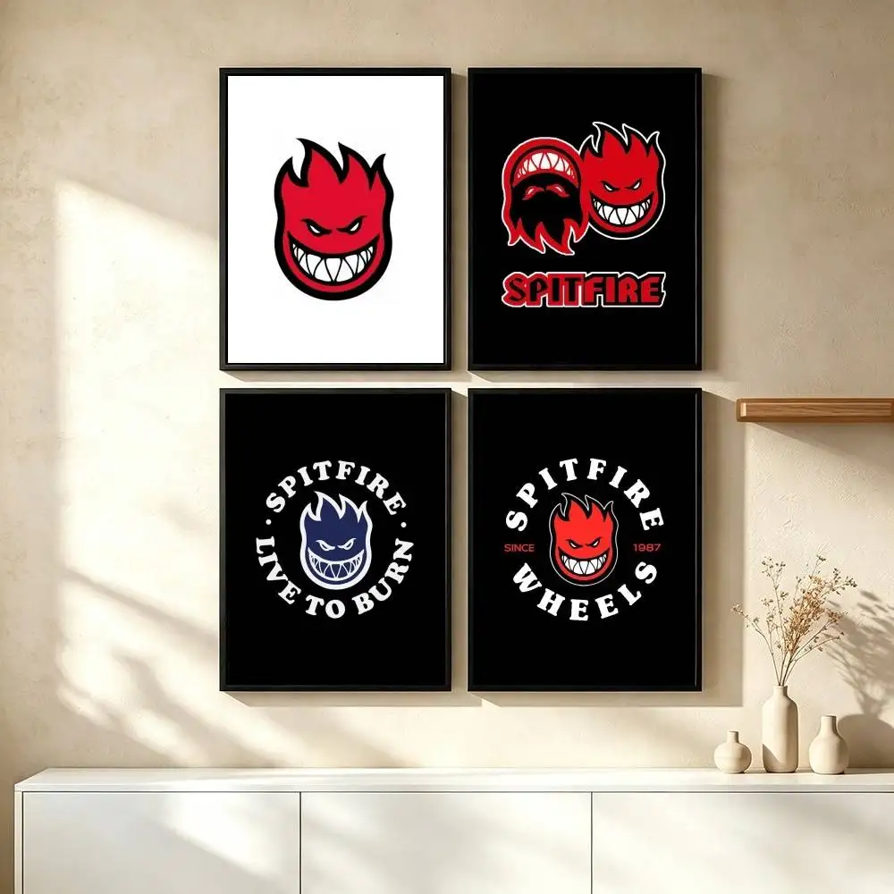 S-Spitfire wheels Logo Poster High Quality Dorm Living Room Aesthetic Wall Decoration Painting Stickers Gift